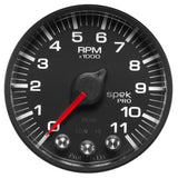 Autometer Spek-Pro Gauge Tach 2 1/16in 11K Rpm W/ Shift Light & Peak Mem - Blk/Blk