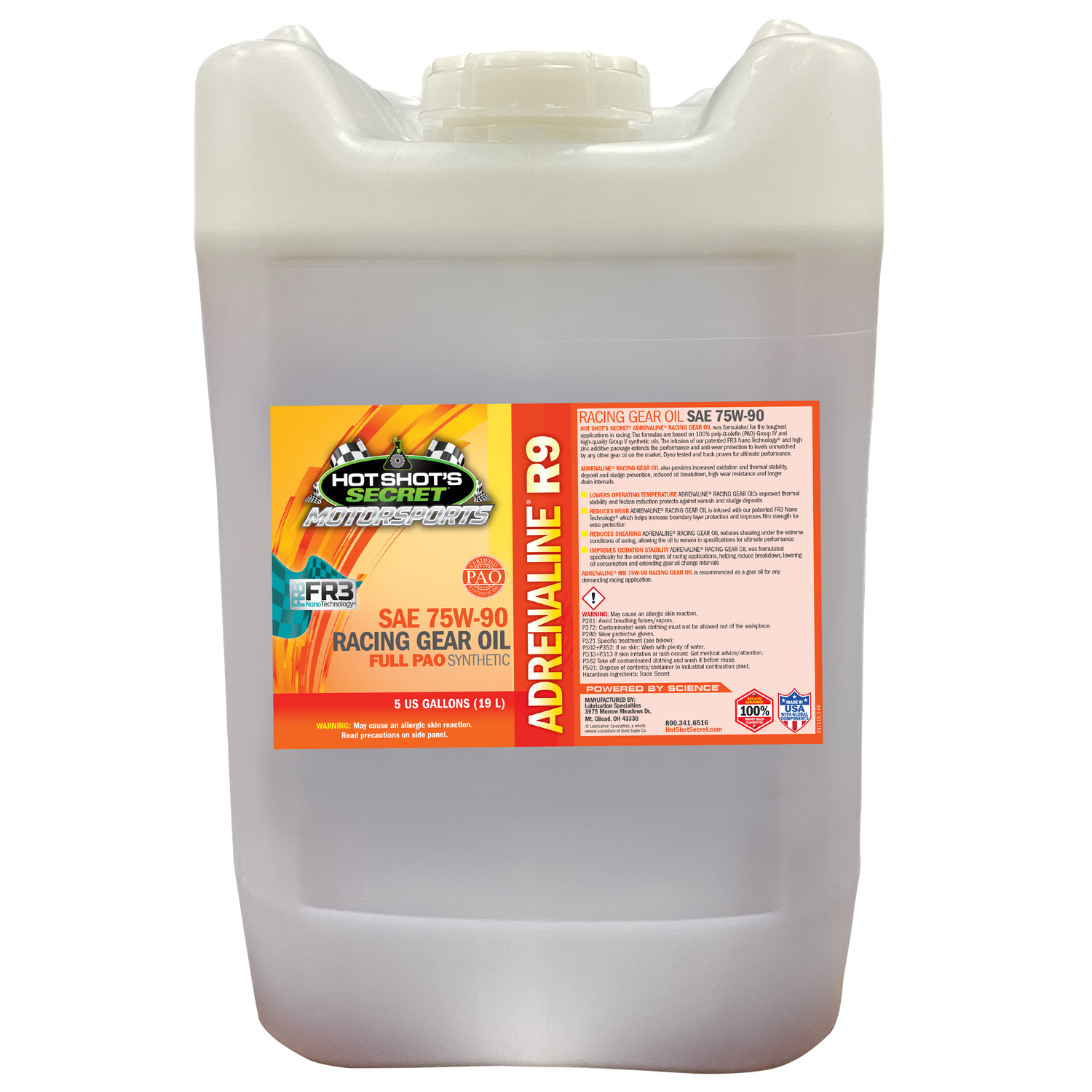 Hot Shot's Secret ADRENALINE R9 75W-90 GEAR - 5 GALLON