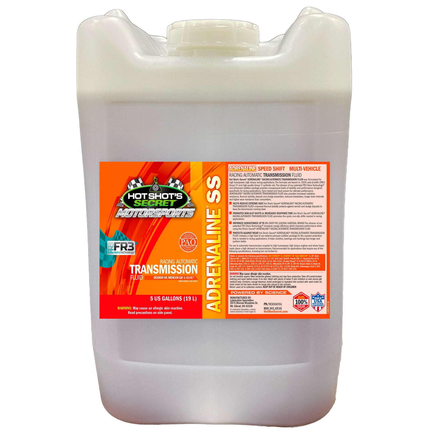 Hot Shot's Secret ADRENALINE SPEED SHIFT (SS) TRANSMISSION FLUID - 5 GALLON