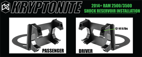 Kryptonite Death Grip Front Shock Reservoir Mount Kit for 2014-2026 RAM 2500/3500