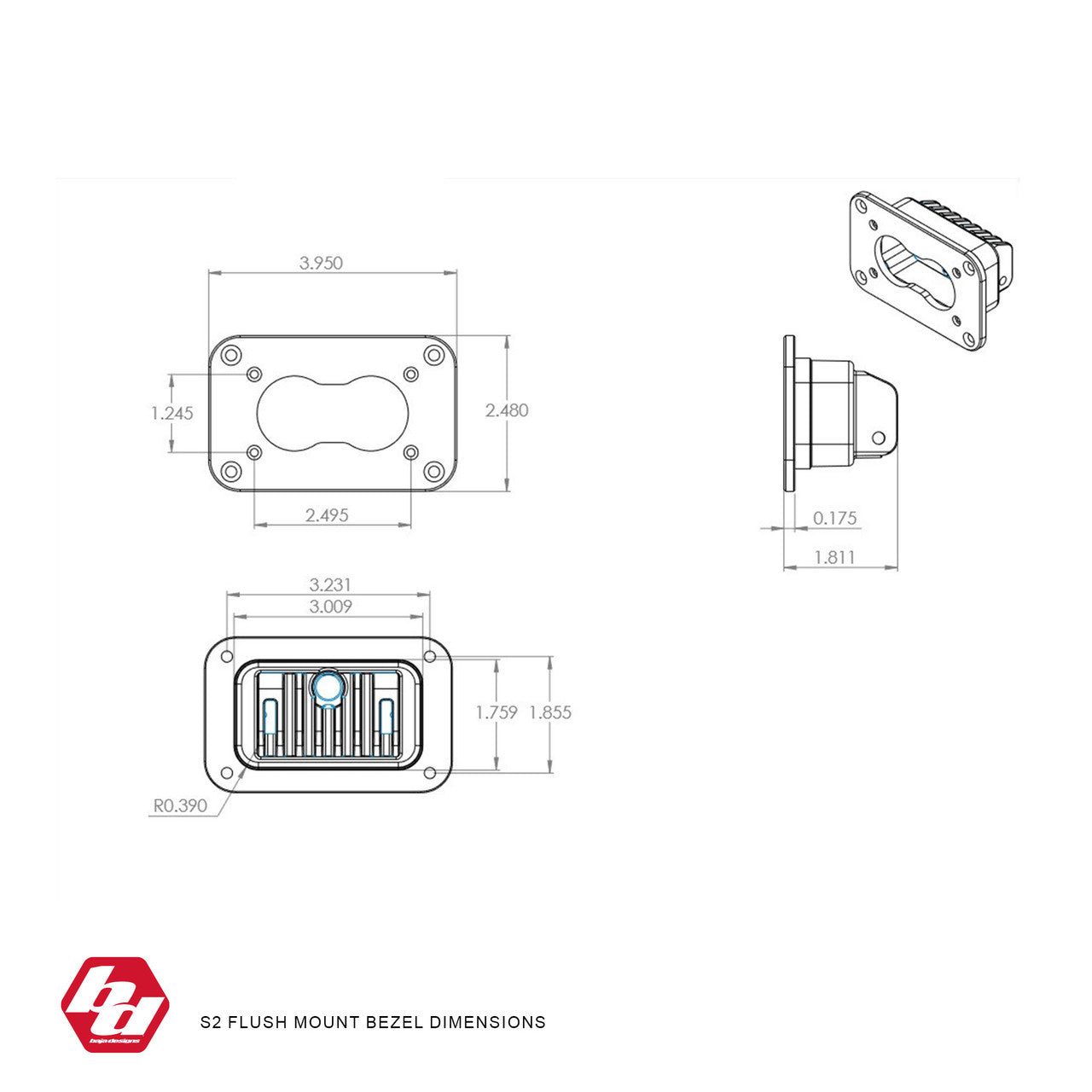 Baja Designs Universal S2 Flush Mount Bezel Kit