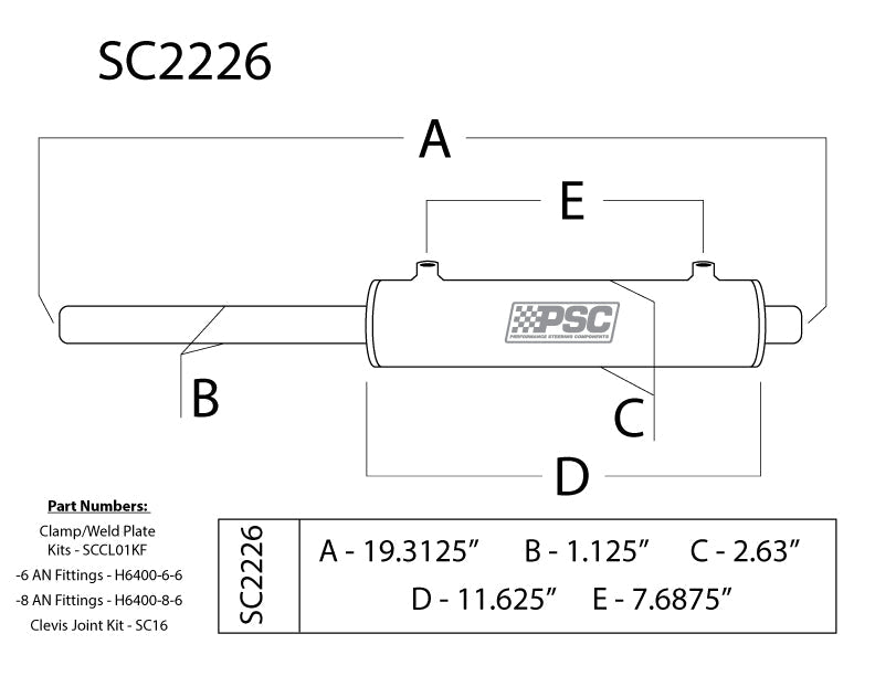 Double-Ended Full Hydraulic Steering Cylinders & Kits