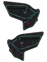PRP Black & Pink Shreddy Front Door Bags with Knee Pad for Polaris RZR PRO XP, PRO R, Turbo R (Pair), Cracked and Teal