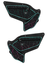 Garage Sale PRP Black & Pink Shreddy Front Door Bags with Knee Pad for Polaris RZR PRO XP, PRO R, Turbo R (Pair), Cracked and Teal