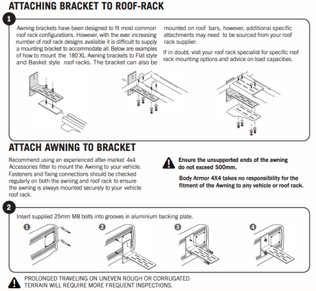Body Armor 4x4 Sky Ridge 180XL/270XL Awning Mounting Brackets