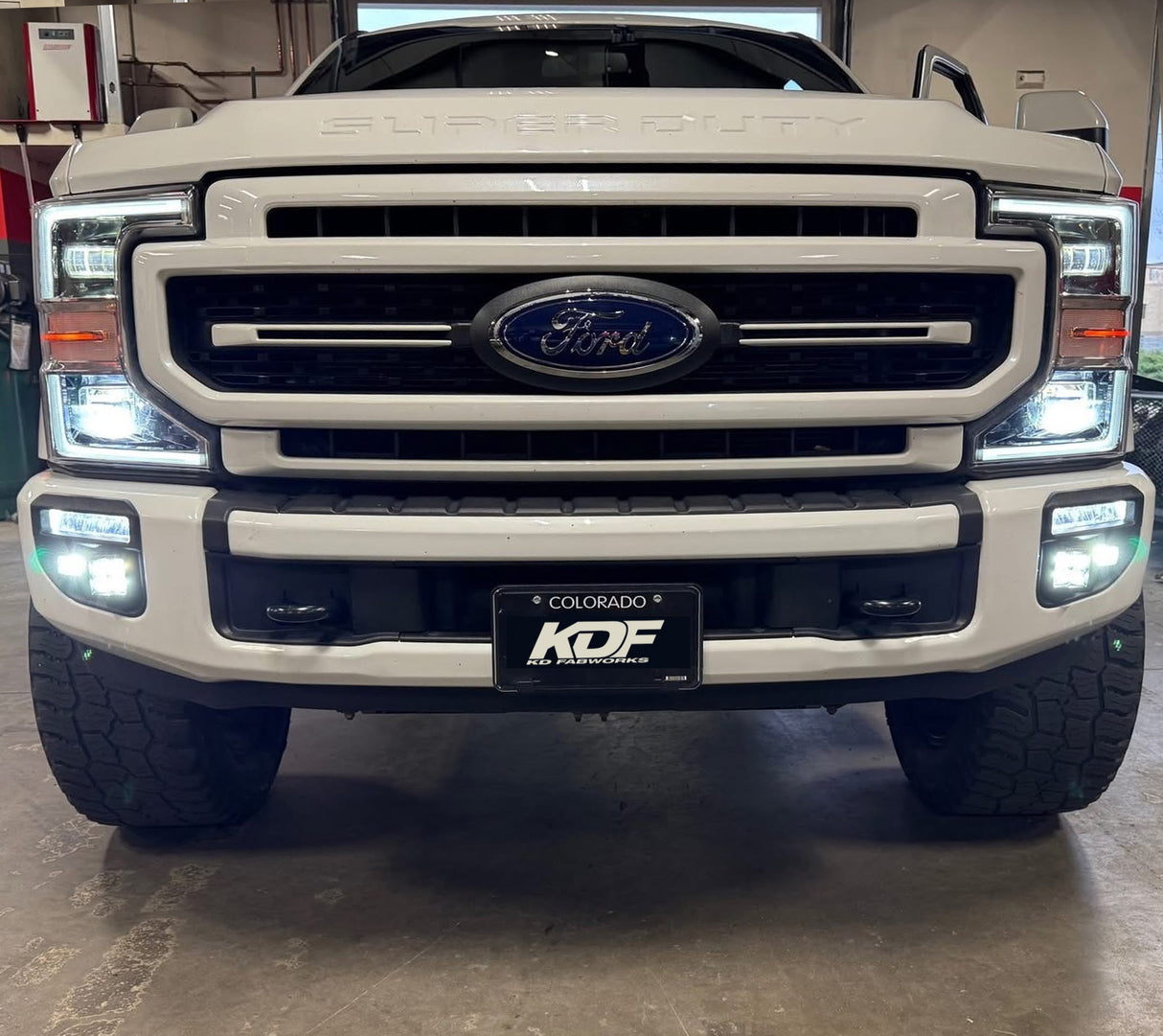 KD Fabworks 2020-2022 Ford Super Duty F-250/F-350 Dual Light Mount WITH OEM LED Foglights FOR RIGID