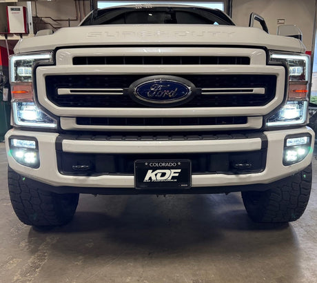 KD Fabworks 2020-2022 Ford Super Duty F-250/F-350 Dual Light Mount WITH OEM LED Foglights FOR RIGID
