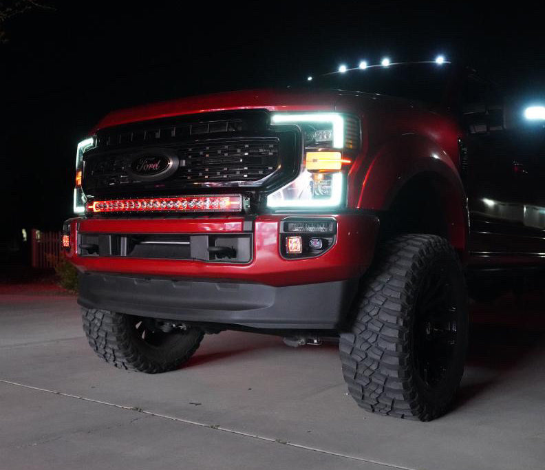 KD Fabworks 2020-2022 Ford Super Duty F-250/F-350 Dual Light Mount WITH OEM LED Foglights FOR RIGID