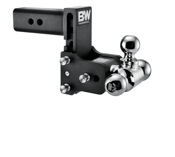 BW Tow & Stow Adjustable Ball Mount 2.5" Shank, 5" Drop, 1-7/8"-2-5/16" Black Finish