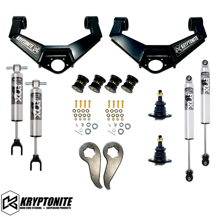 KRYPTONITE STAGE 4 LEVELING KIT WITH FOX 2.5 HTO SHOCKS FOR 2011–2019 CHEVY/GMC 2500HD/3500HD