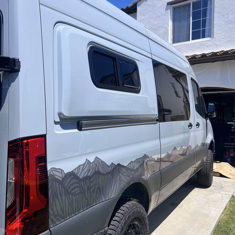 CRL Glass Slider Window w/ Clamp Ring (Passenger Side) for Sprinter Van Wideouts
