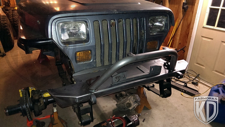 KD Fabworks 1987-1995 Jeep Wrangler YJ Front Mid-Width 49" Bumper with Trail Bar