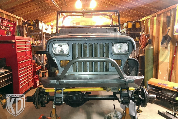 KD Fabworks 1987-1995 Jeep Wrangler YJ Front Mid-Width 49" Bumper with Trail Bar