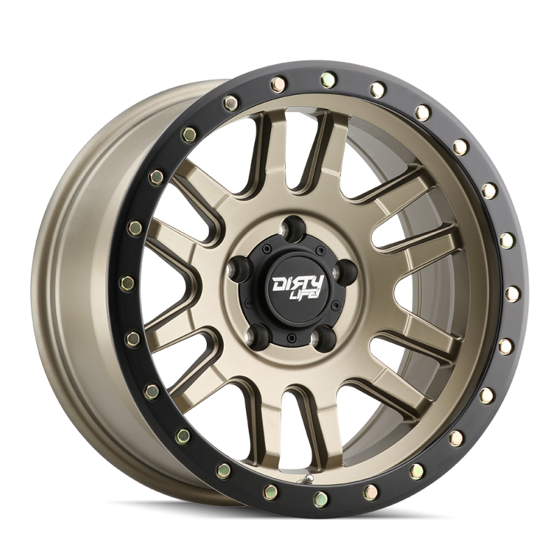 Dirty Life 9309 Canyon Pro 17x9/6x139.7 BP/-12mm Offset/106mm Hub Satin Gold Wheel - Beadlock