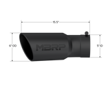 MBRP Universal Tip 6in OD 5in Inlet 15.5in Length 30 Deg Bend Angled Rolled End Black