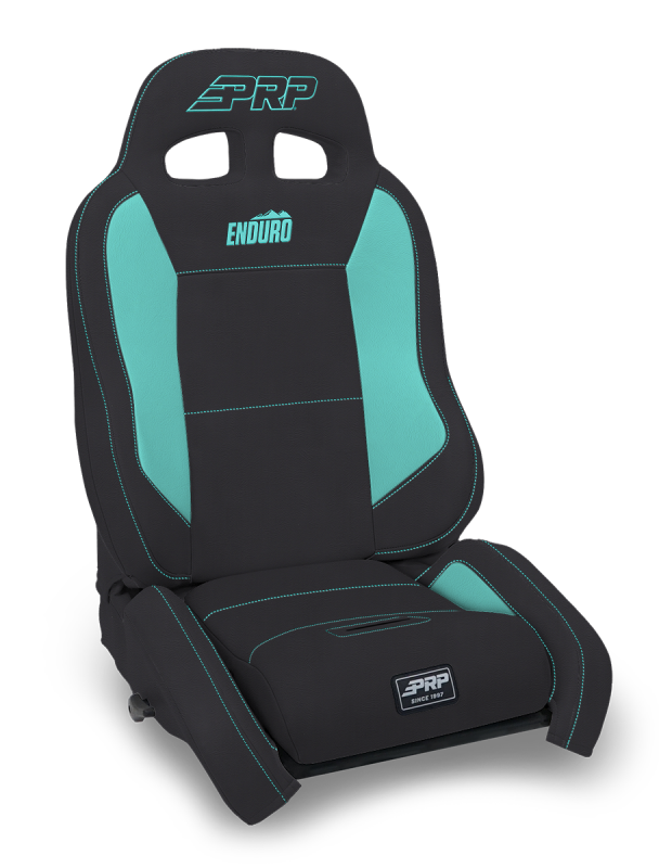 PRP EnduroCrawl Reclining Suspension Seat - Black/Teal Vinyl - Driver