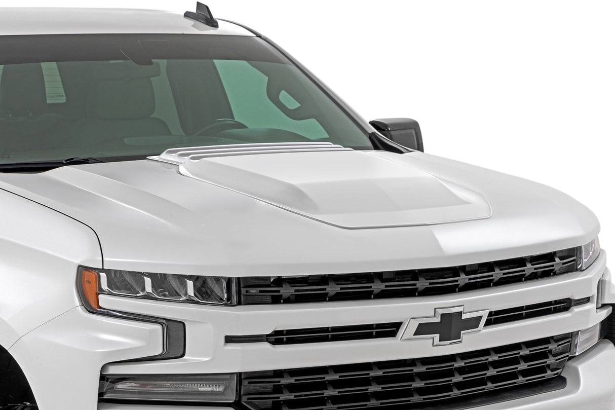 Hood Scoop | GAZ Summit White | Chevy Silverado 1500 2WD/4WD (2019-2026 & Classic)