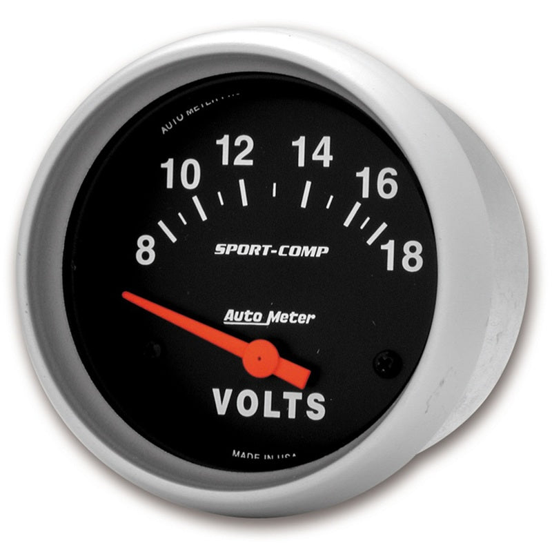 Autometer Sport-Comp 2 5/8in 8-18 Volt Short Sweep Electric Voltmeter Gauge