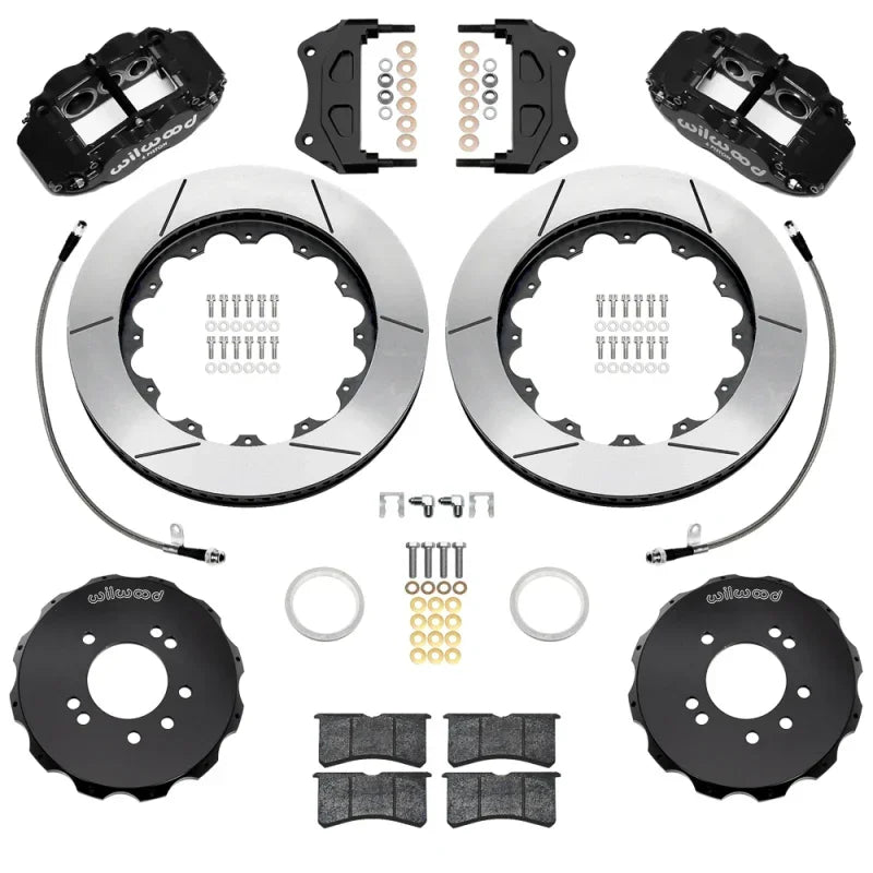 Wilwood 95-98 Nissan Skyline Superlite 6R Front BBK w/ 14in Slotted Rotors & Flexlines - Black