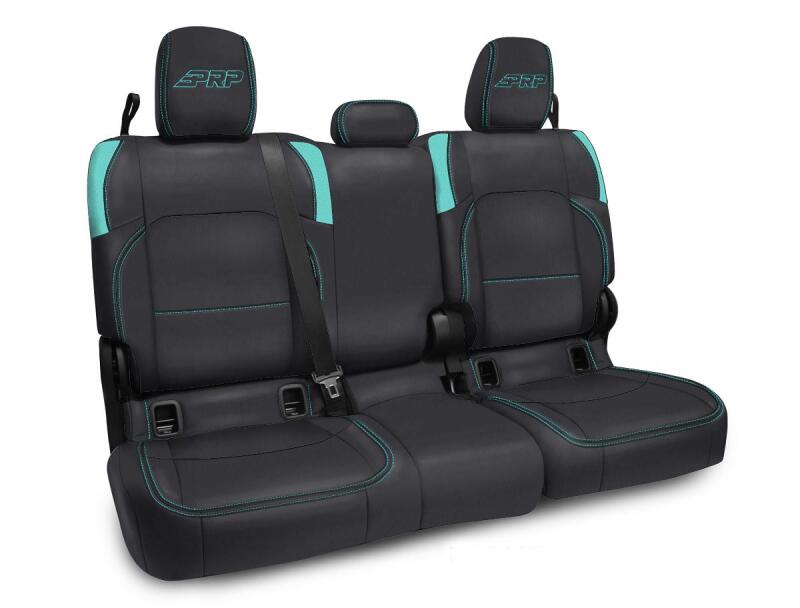 PRP Jeep Wrangler JT Rear Bench Covers - with no Armrest - Black/Teal