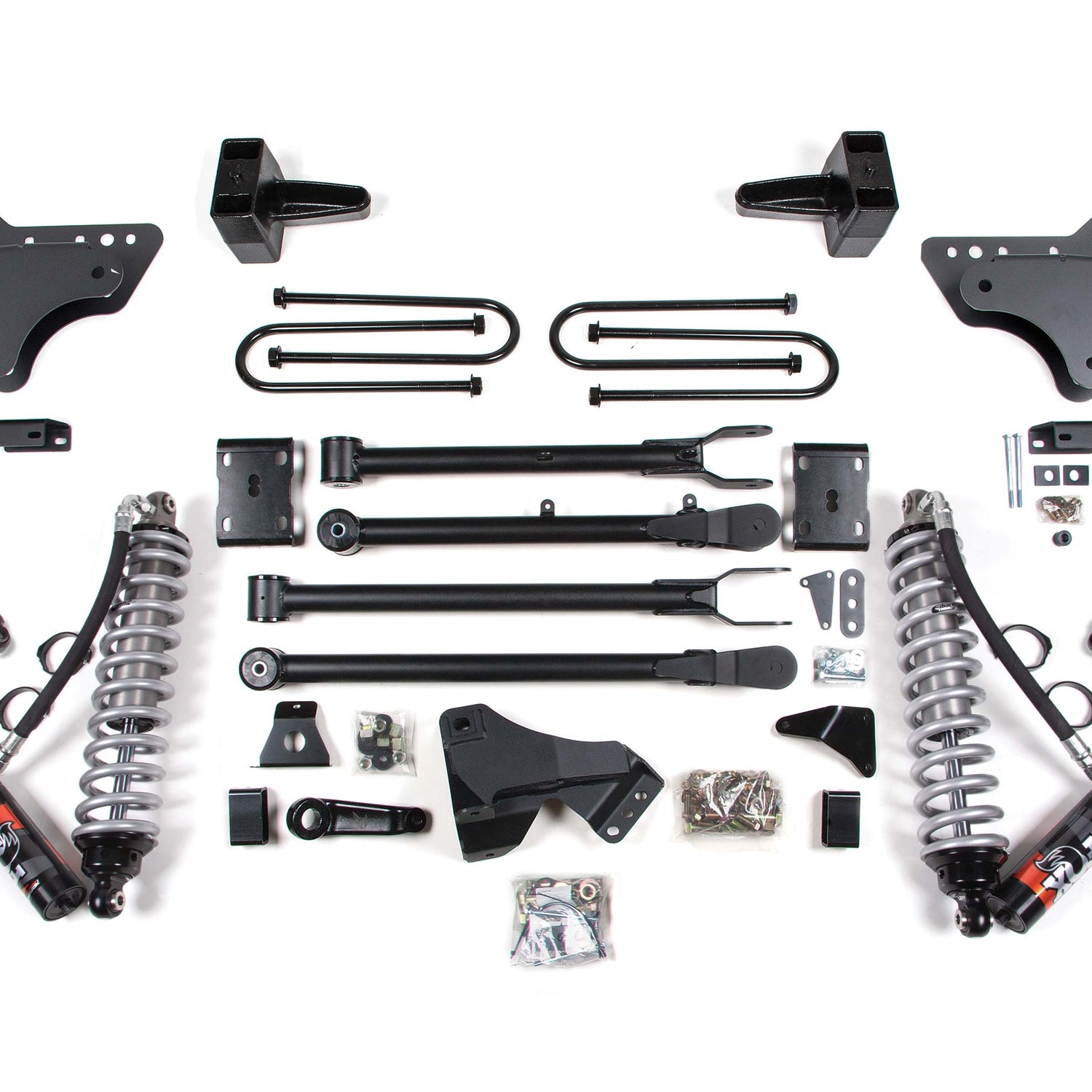 4-Inch Lift Kit w/ 4-Link - FOX 2.5 Performance Elite Coil-Over Conversion for 2011-2016 Ford F-250/F-350 Super Duty 4WD Diesel - Block Kit