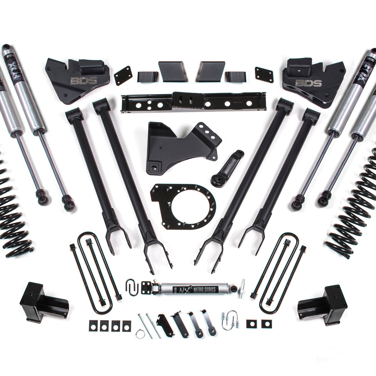 6-Inch Lift Kit - 4-Link Conversion for 2017-2019 Ford F-250/F-350 Super Duty 4WD Diesel - 5 Inch Block with 3 Leaf Main