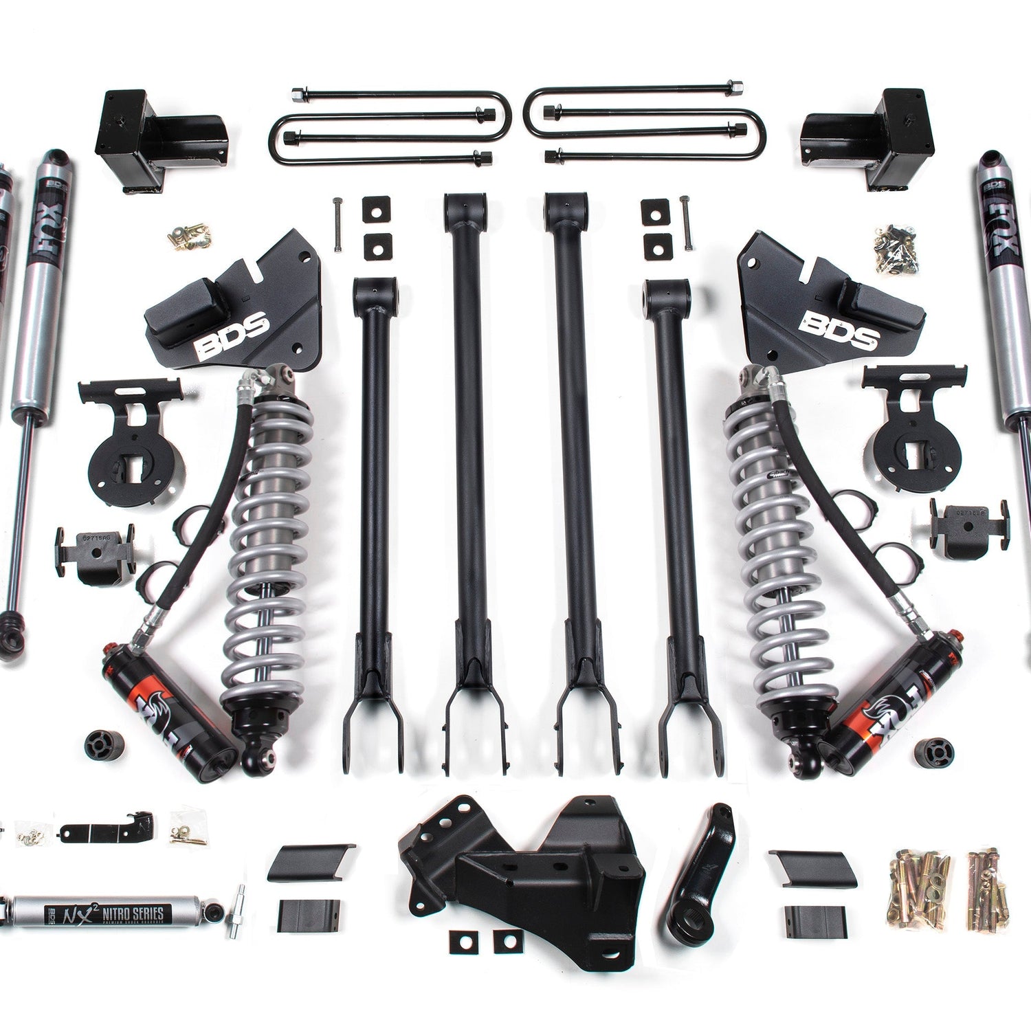 4-Inch Lift Kit w/ 4-Link - FOX 2.5 Performance Elite Coil-Over Conversion for 2020-2022 Ford F-350 Super Duty DRW 4WD Diesel - FOX 2.0 Performance Series