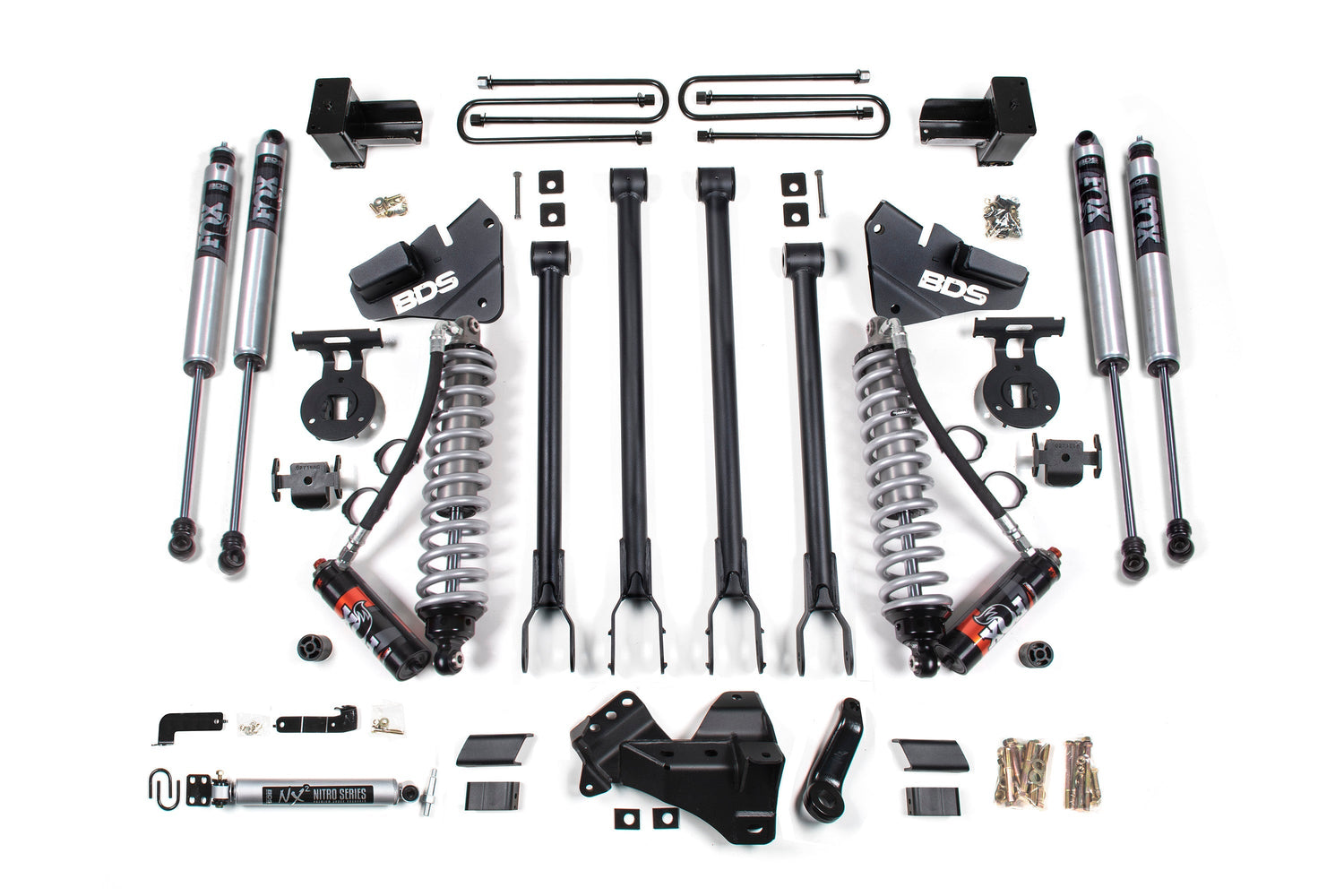 4-Inch Lift Kit w/ 4-Link - FOX 2.5 Performance Elite Coil-Over Conversion for 2020-2022 Ford F-350 Super Duty DRW 4WD Diesel - FOX 2.0 Performance Series
