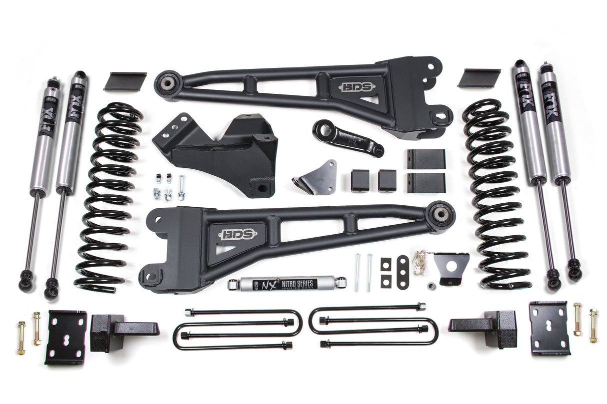 6-Inch Lift Kit w/ Radius Arm for 2005-2007 Ford F-250/F-350 Super Duty 4WD Gas - 4 Inch Block Kit + Add-A-Leaf Without Overload