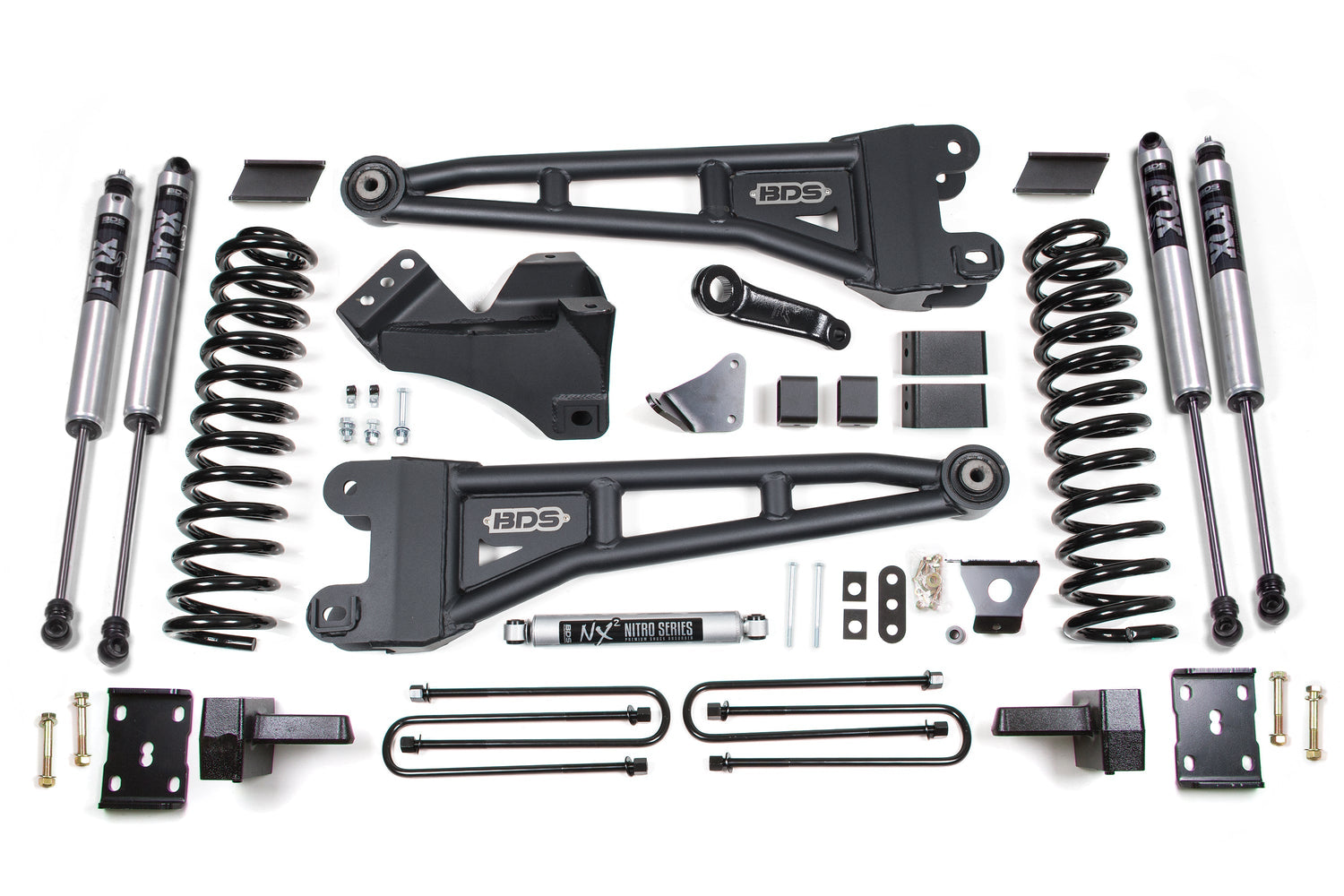 6-Inch Lift Kit w/ Radius Arm for 2005-2007 Ford F-250/F-350 Super Duty 4WD Gas - 4 Inch Block Kit + Add-A-Leaf Without Overload