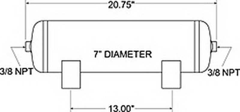 Firestone Air Tank 3 Gallon 7in. x 20.75in. (2) 3/8in. NPT Ports 150 PSI Max - Black (WR17609229)