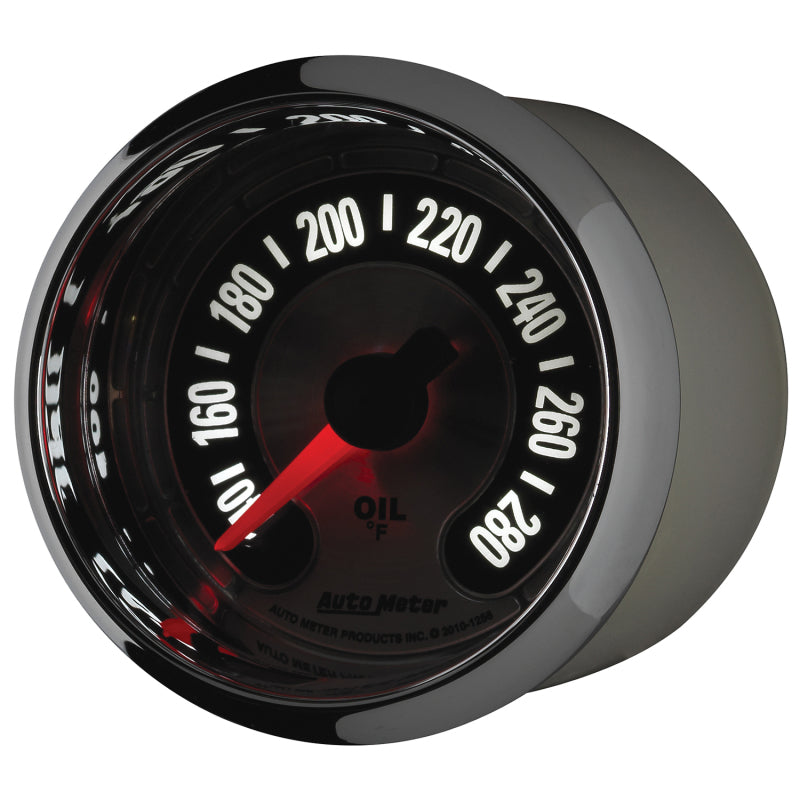 Autometer American Muscle 2-1/16in Full Sweep Electric Digital Stepper 140-280 Deg F Oil Temp Gauge