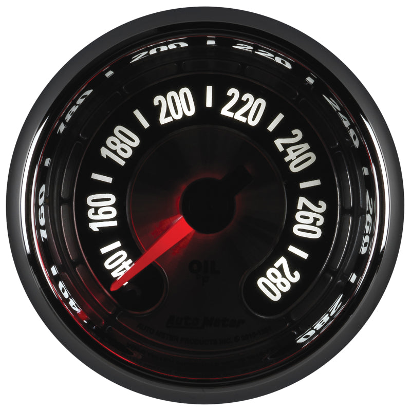 Autometer American Muscle 2-1/16in Full Sweep Electric Digital Stepper 140-280 Deg F Oil Temp Gauge