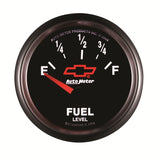 Autometer GM Bowtie Black 2-1/16 Fuel Level, 0-90 , Air-Core 8-18V