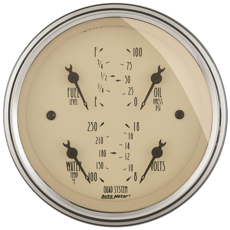 AutoMeter Gauge Kit 2 Pc. Quad & Tach/Speedo 3-3/8in. Antique Beige