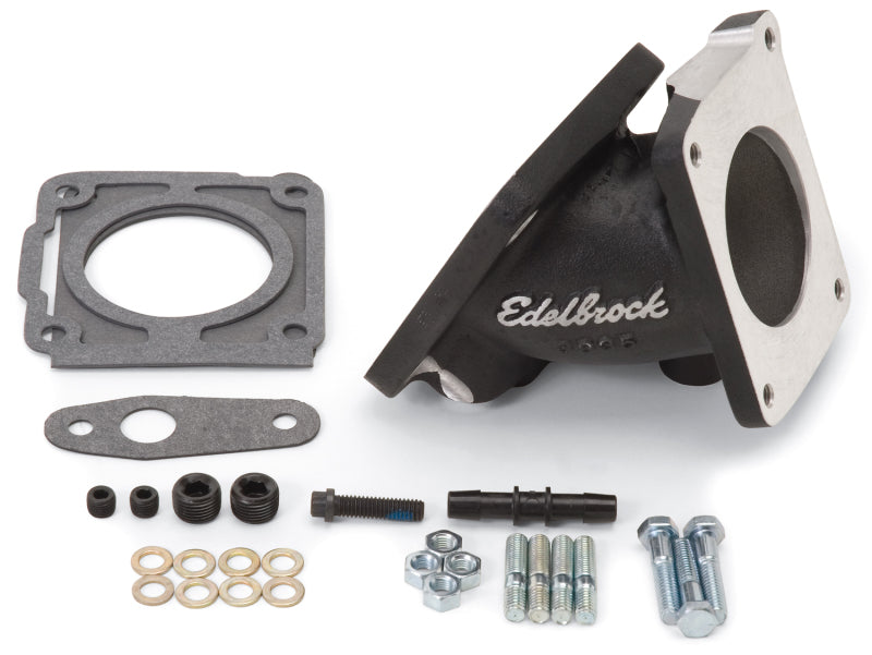 Edelbrock EFI Throttle Body Adaptor (Elbow) Ford Mustang 94-95 w/ Black Mini Texture Powder Coat