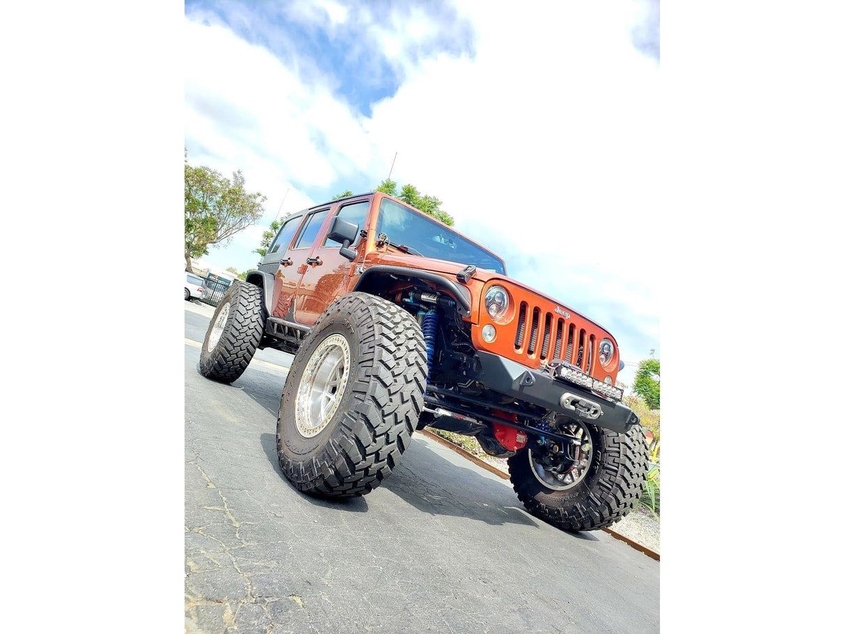 EVO MFG 2007-2018 Jeep Wrangler JK FRONT DOUBLE THROWDOWN KING COILOVER BYPASS SYSTEM (AFTERMARKET AXLES )