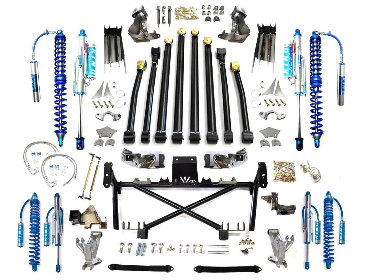 EVO MFG 2007-2018 Jeep Wrangler JK EVO 3-5 INCH LIFT DOUBLE THROW DOWN KING COILOVER BYPASS CANTILEVER HIGH CLEARANCE LONG ARM ( AFTER MARKET AXLE ) SUSPENSION