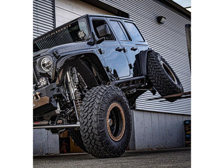 EVO MFG 2018-2024 Jeep Wrangler JL Diesel KING Front 2.5 Inch Double Throwdown Rear 2.5 Inch Coilover Bypass HC Long Arm PRO PLUS, BLACK