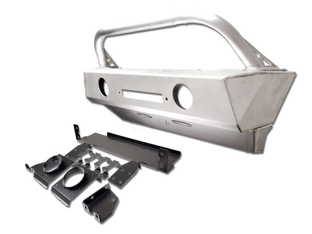 EVO MFG Jeep Wrangler JL/Gladiator Front Alumilite Bumper. With Factory Fog Light Provisions, Hoop and Skid Combo