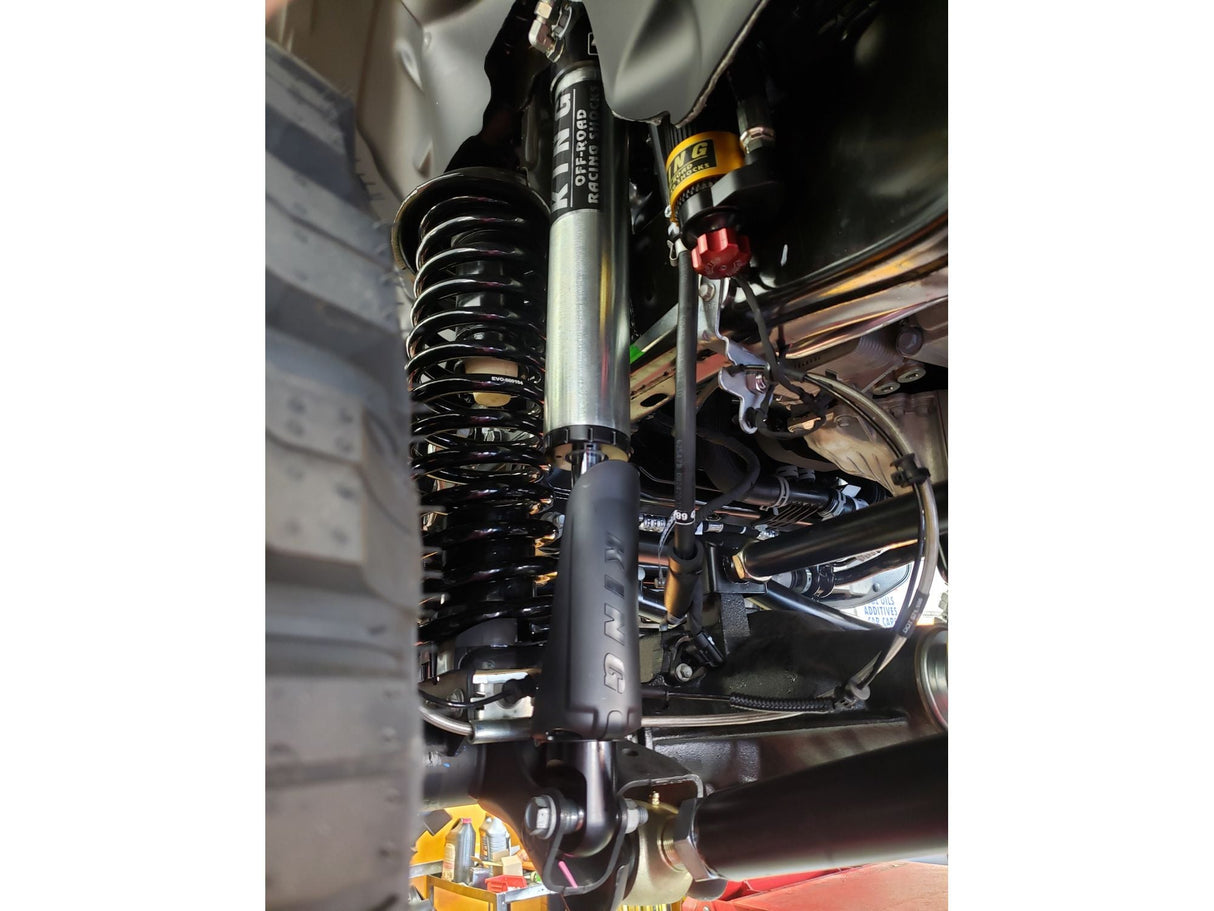 EVO MFG 2020-2024 Jeep Gladiator JT BLACK EVO SPEC KING 2.5" DIAMETER REMOTE RESERVOIR 2.5-4.5" LIFTS FRONT & REAR SET WITH COMPRESSION ADJUSTERS