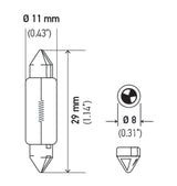 Hella Bulb 6428 12V 3W SV7-8 T2.25 8x28mm