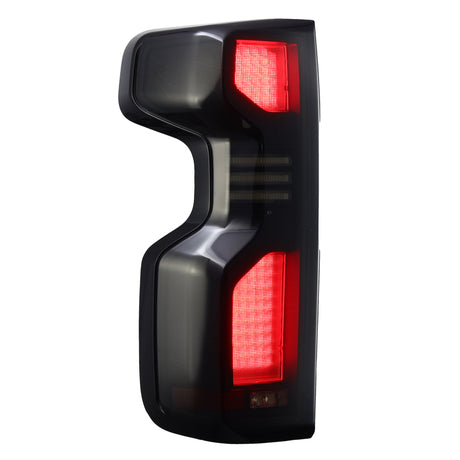 AlphaRex 19+Cheverolet 1500/2500HD/3500HD Silverado Luxx Series LED TailLights Alpha-Black Topo-Etch