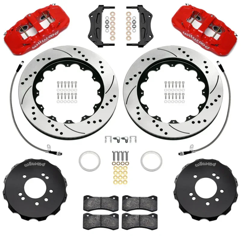Wilwood 95-98 Nissan Skyline Aerolite 6R Front BBK w/ 14.00in D/S Rotors & Flexlines - Red