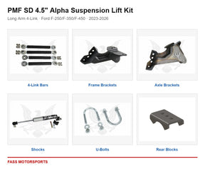 PMF SD 4.5 inch Alpha Suspension Lift Kit - Long Arm 4-Link | Ford F-250/F-350/F-450 | 2023-2026 - kit components