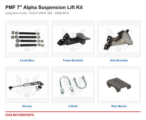 PMF 7 inch Alpha Suspension Lift Kit - Long Arm 4-Link | Ford F-250/F-350 | 2008-2010 - kit components