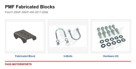 PMF Fabricated Blocks - Ford F-250/F-350/F-450 2017-2026 - kit components