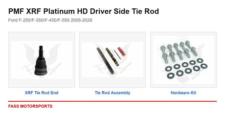 PMF XRF Platinum HD Driver Side Tie Rod - Ford F-250/F-350/F-450/F-550 2005-2026 - kit components