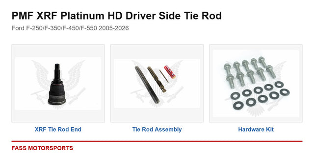 PMF XRF Platinum HD Driver Side Tie Rod - Ford F-250/F-350/F-450/F-550 2005-2026 - kit components