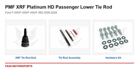 PMF XRF Platinum HD Passenger Lower Tie Rod - Ford F-250/F-350/F-450/F-550 2005-2026 - kit components
